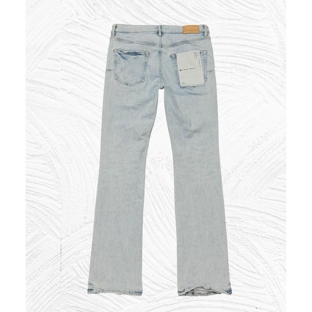 PURPLE BRAND P004 Slim Low Rise Stretch Jeans Distressed Light Wash 33X33